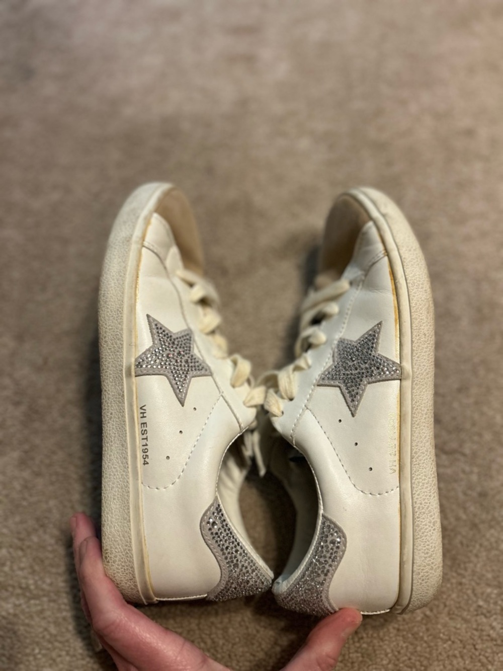 Vintage Havana Jenna White Camel Star Sneakers Rhinestone Zip 8 - Picture 5 of 12